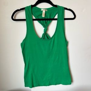 Ambiance Apparel Green Workout Tank Top Racerback Shirt with Back Knot Size S